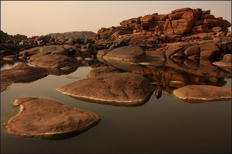 камни, река, индия, хампи Спокойствиеphoto preview