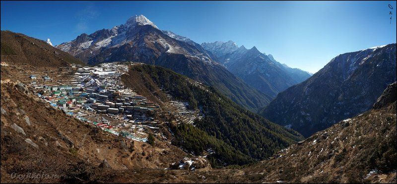 непал, гималаи, трек к бл эвереста, nepal, himalaya, trek to bc everest, панорама, panorama Намче Базар.photo preview