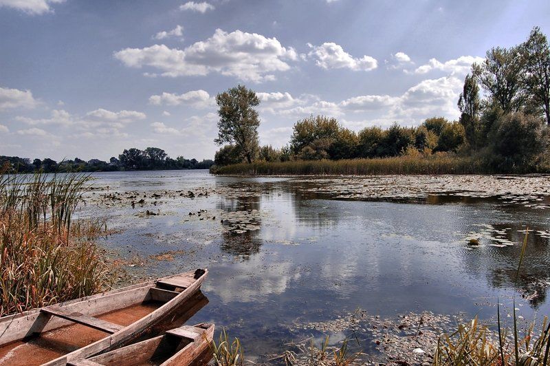 озеро, лодка,  фото превью