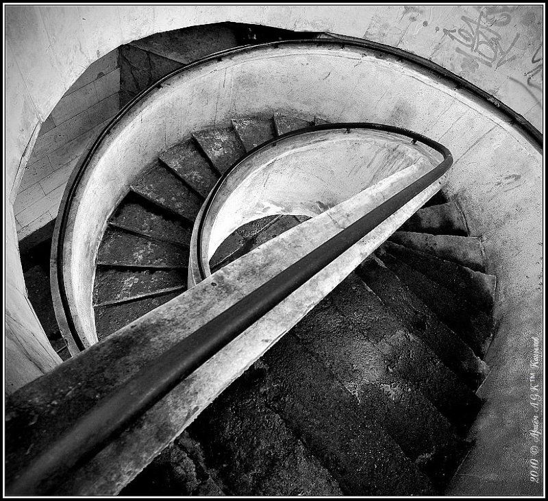 выборг, закрут, спираль, ч/б, архитектура, ступени, лестница, перила Спиральphoto preview