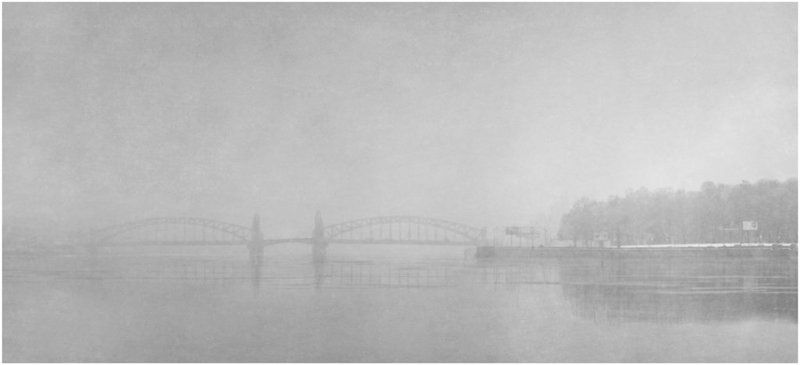город, петербург, нева, мост, смольный, туман, снегопад, снег, зима Чёрный пёс Петербургphoto preview