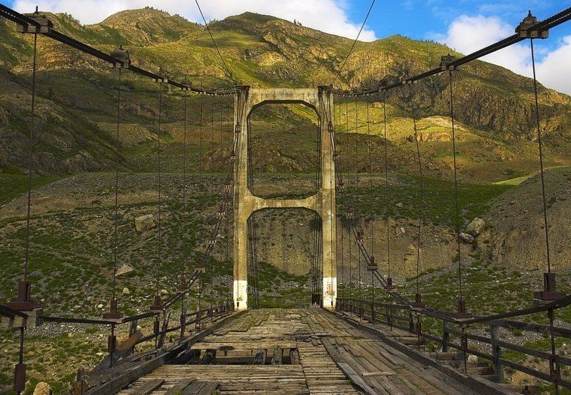 алтай,мост,иня,деревянный,подвесной,первый Мост в историюphoto preview