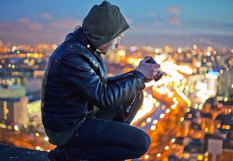 крыша, крыши, город, москва, вечер, огни, фотограф Просмотрphoto preview