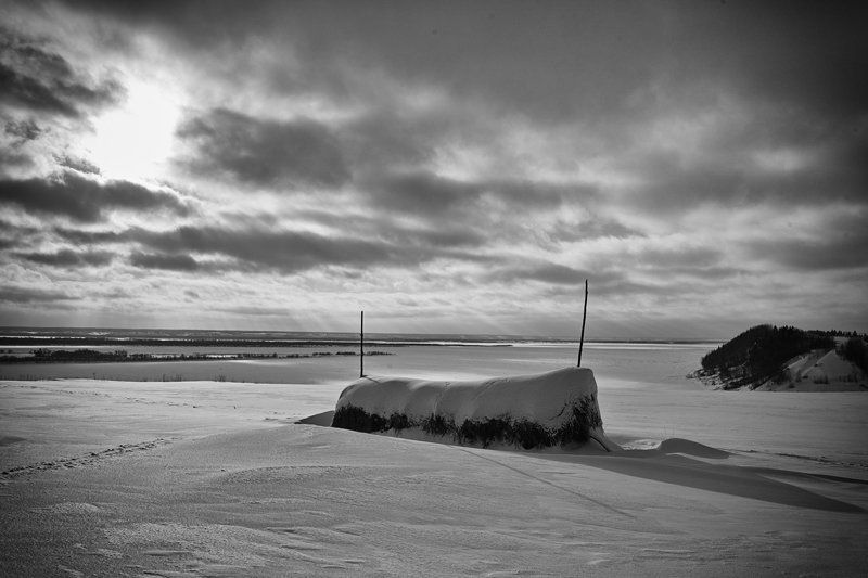 северная двина, архангельск, стог, солнце, лучи, зима, лед, простор Над Двинойphoto preview