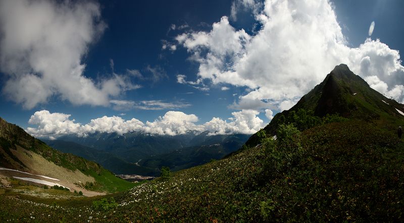 горы, Сочи, Красная поляна, облака Летние склоныphoto preview