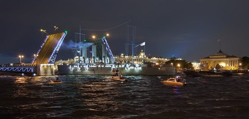 белые ночи, дворцовый мост, зимний дворец, крейсер аврора, санкт-петербург, эрмитаж Санкт-Петербург: возвращение крейсераphoto preview