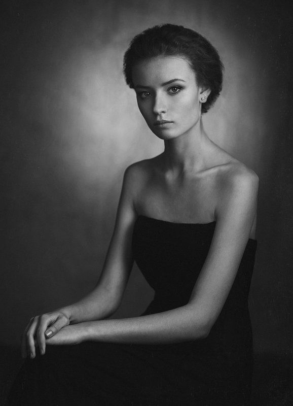 Девушка, Портрет, Свет, Студия, Тень, Черно-белое Настяphoto preview