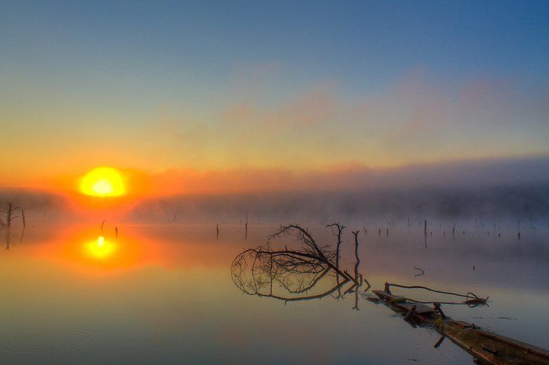 вода, лето, небо, рассвет, река, солнце, туман, утро Туман на рекеphoto preview