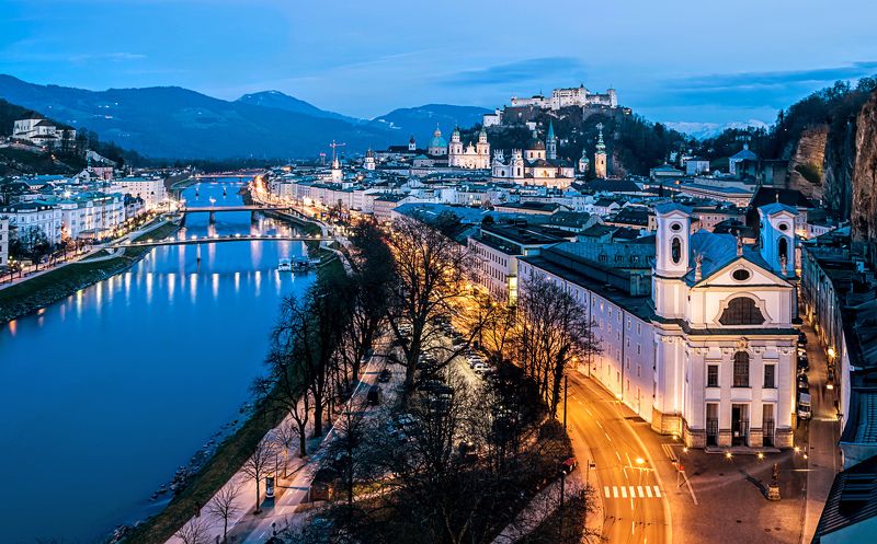 город, зальцбург, путешествие, городской пейзаж. Вечер в Зальцбурге, Австрияphoto preview