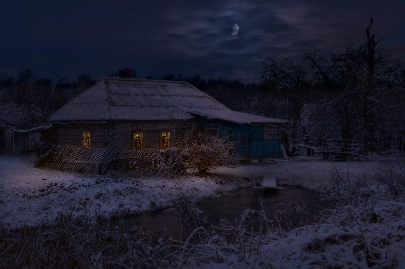 Деревня, Зима, Ночь Где-то в Центральной Россииphoto preview