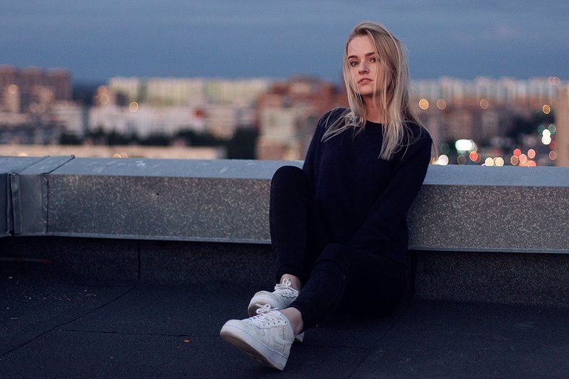 девушка, красота, красиво, модель, закат, вечер, крыша, город, санкт-петербург, питер Ar1photo preview