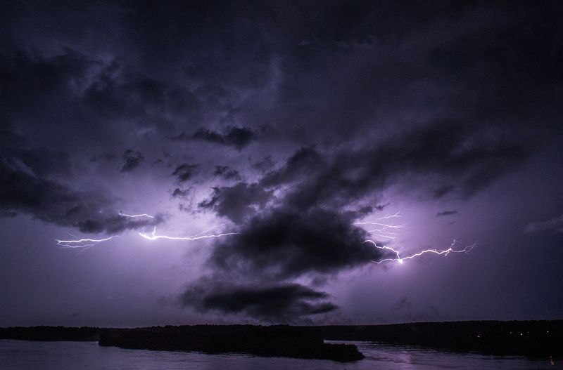 Гроза, Молния, Ночное небо, Ночной пейзаж Гроза над Бией -2photo preview