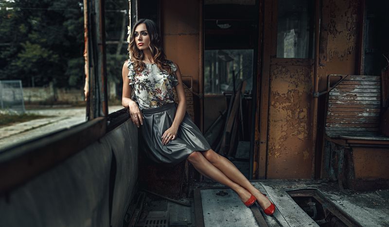 Cinematic, Color, Mood, Portrait, Woman In a tramphoto preview
