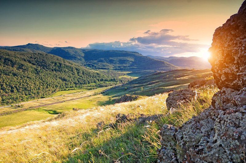 Абзаково, Башкирия, Вечер, Горы, Закат, Солнце *** фото превью