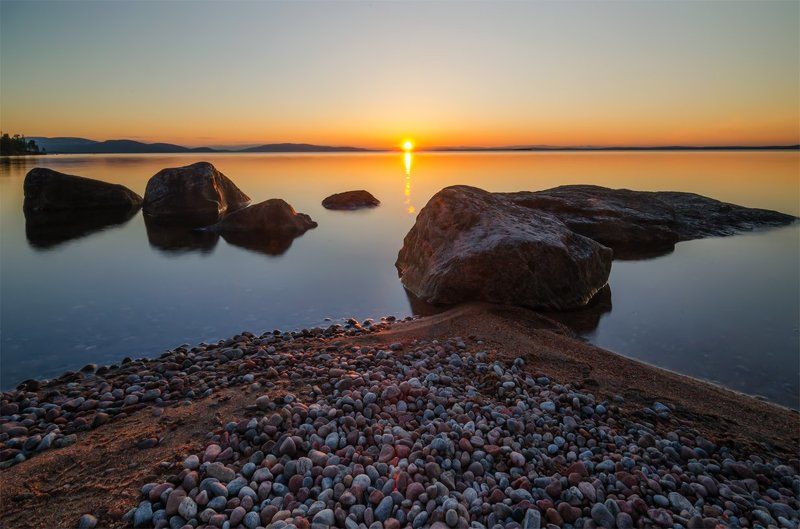 Белые ночи, Закат, Кольский, Кольский п-ов, Лето, Ночь, Озеро, Пейзаж, Природа *photo preview