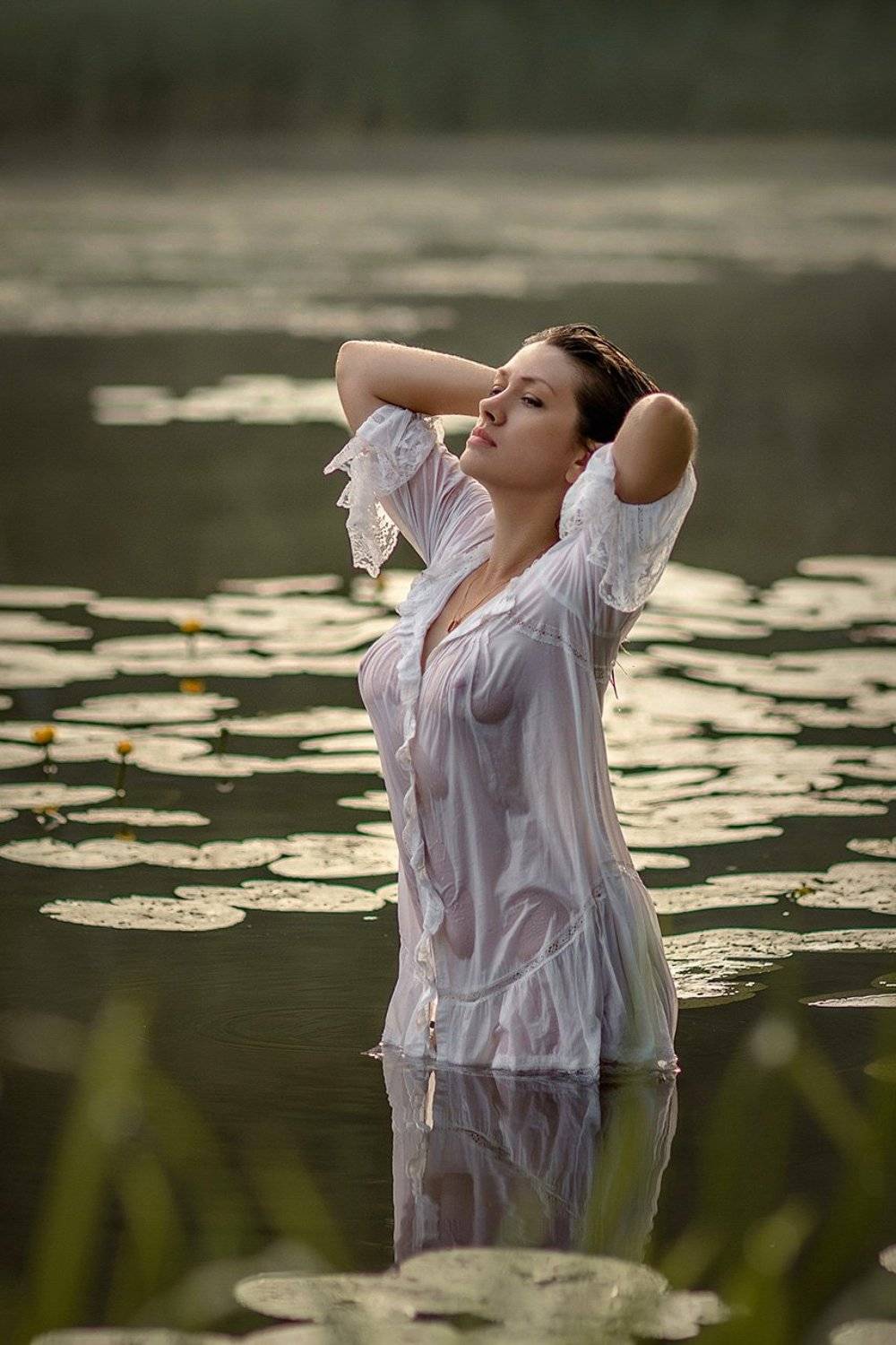 Вода, Девушка, Озеро, Утро, AlexeyAsoskov