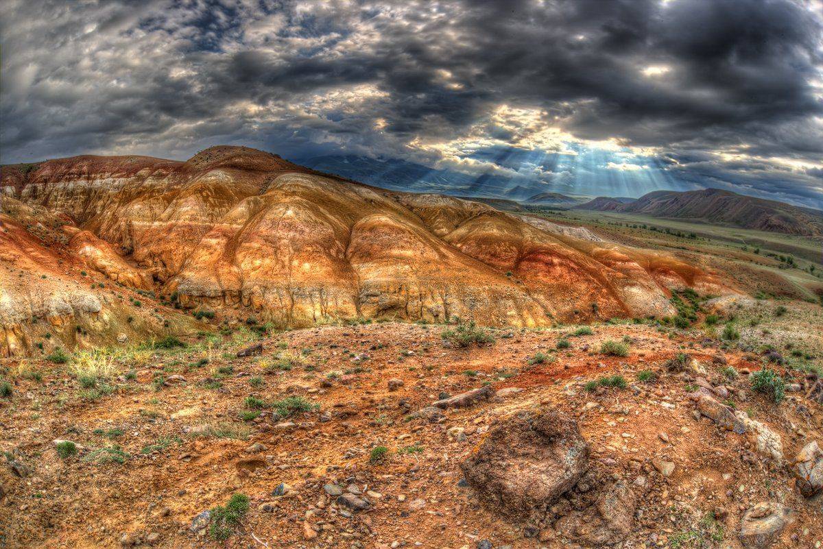алтай, красные горы, кызыл чин, лучи солнца, Сергей Кузнецов