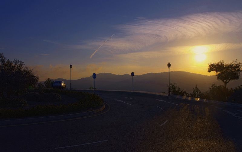 закат, линии, пятна, дорога, небо, облака,  настроение Sunsetphoto preview