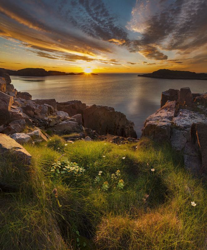 Кольский полуостров, закат, Дальние Зеленцы, sunset, Dal\'nie Zelentsy Среди скалphoto preview