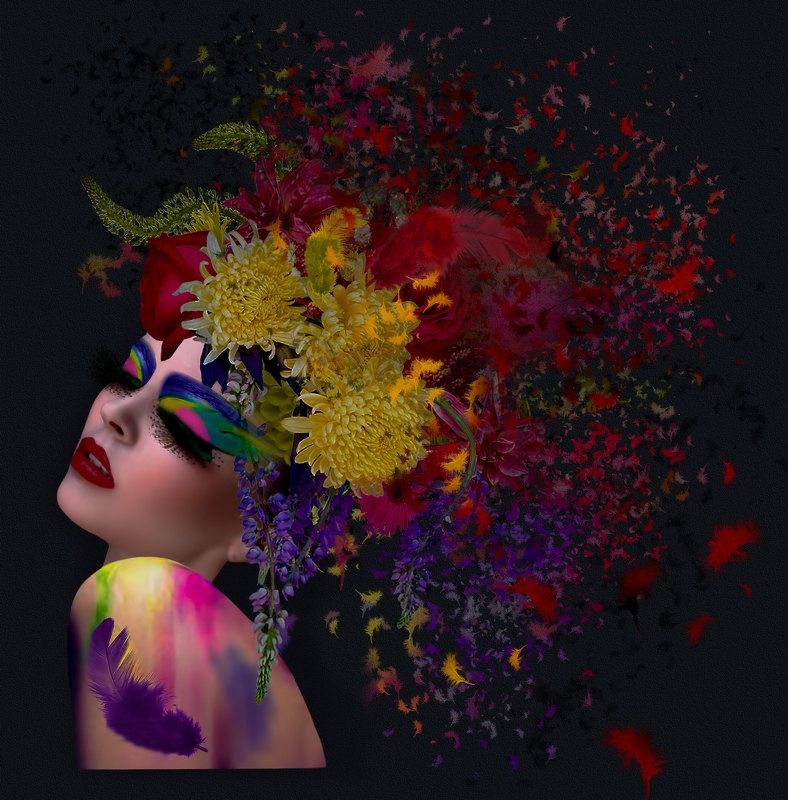 девушка, краски, перья DIGITALARTphoto preview