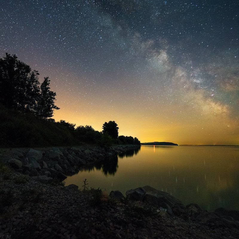 night, sky, stars, Milky Way, ночной пейзаж, Млечный путь, море Point of view фото превью