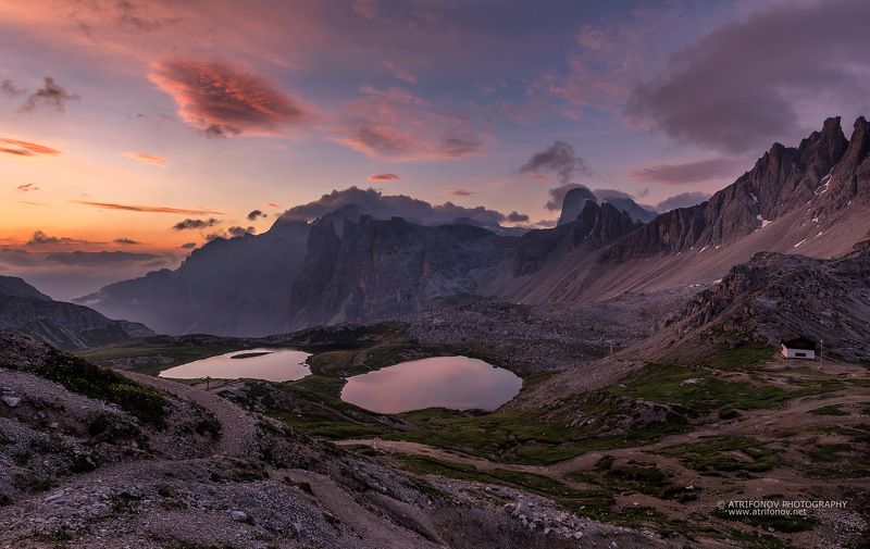 Dolomites, Italy, Tre Cime, Misurina, Alps, sunrise, mountain, lakes Tre Cime di Lavaredophoto preview