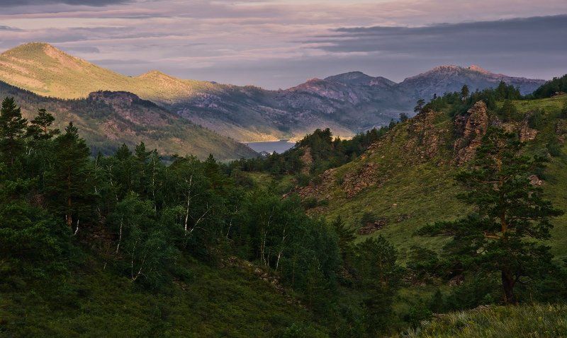 баянаул, горы, рассвет, сосны Первые лучи фото превью