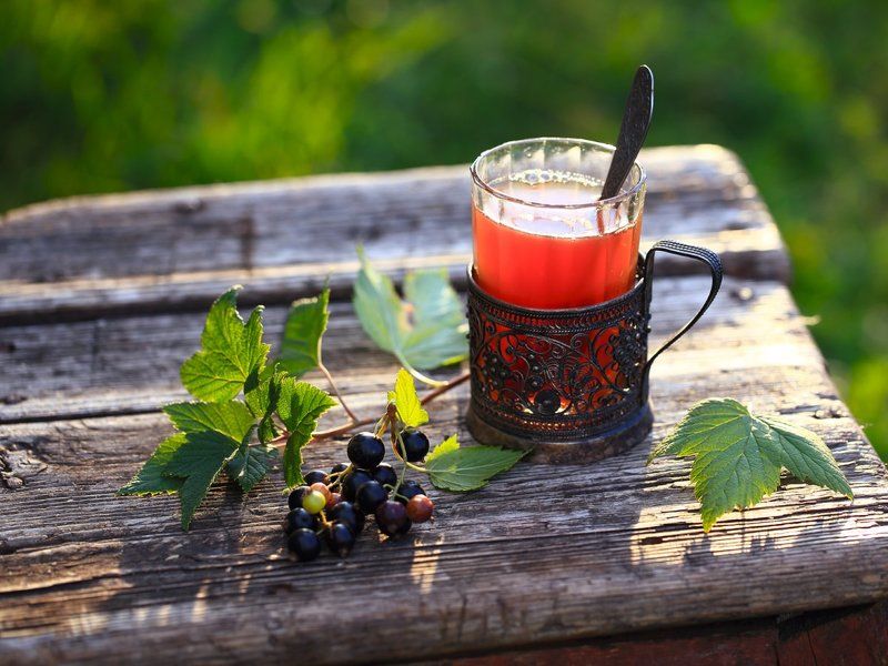 Натюрморт, чай, смородина, лето Смородиновый чайphoto preview