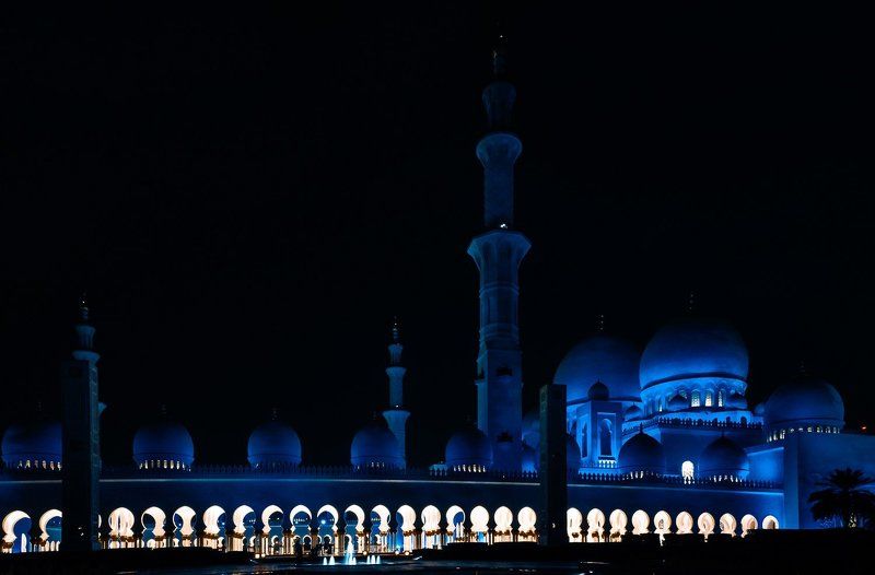 abudhabi, architecture, color, dubai, landscape, light, night, nikon, photo Ночная мечеть шейха Зайда в Абу Дабиphoto preview