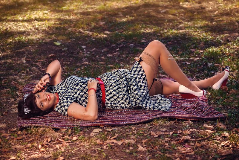 женщина, пин ап, портрет, ретро, улыбка В стиле пин апphoto preview