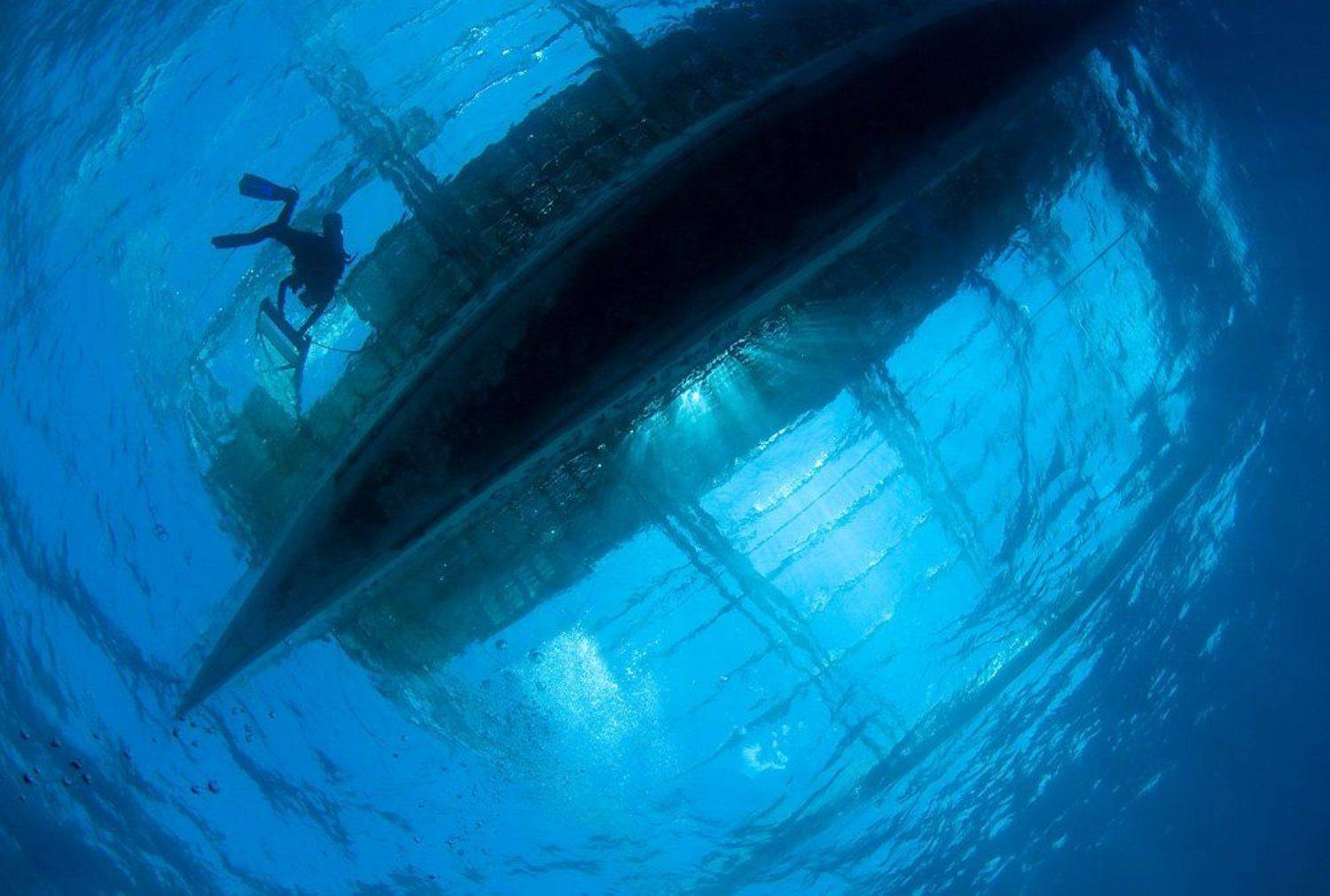 лодка, силуэт, underwater, Виктор Чистов