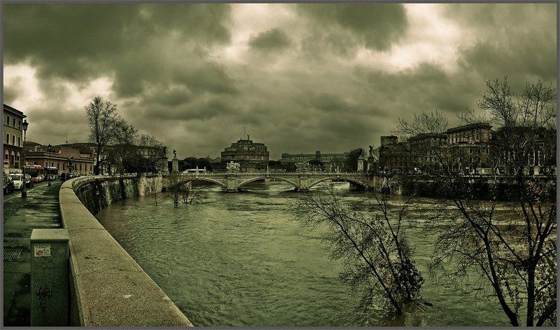 рим, тибр, наводнение, река, город, панорама, мост, набережная Aeterna urbs...photo preview
