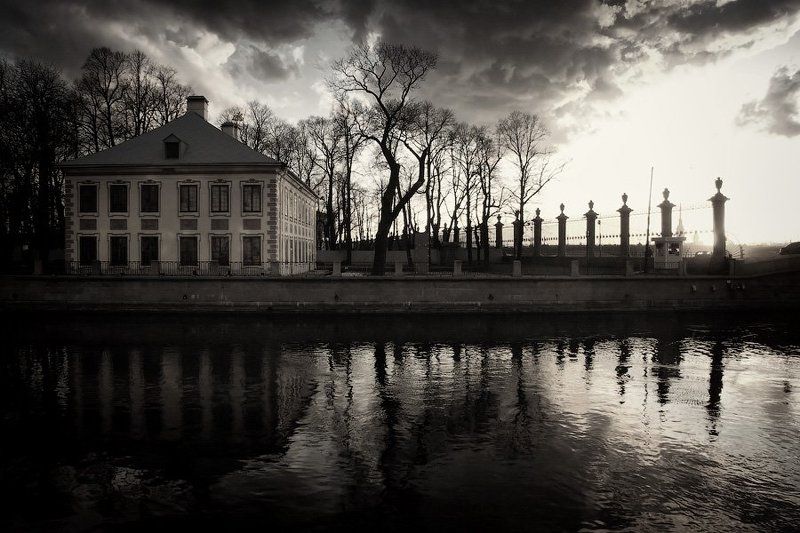 город, санкт-петербург, россия, вода, река, фонтанка, летний сад, парк, дом, дворец, здание, архитектура, закат, вечер, решётка, dyadyavasya Летний дворец Петра Первогоphoto preview