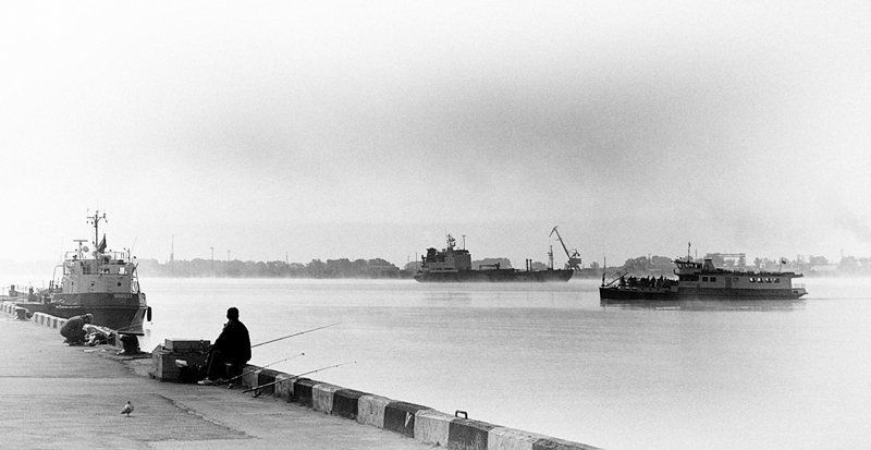 архангельск, северная двина, туман, переправа, кегостров, рыбак, корабль, порт Про Архангельскphoto preview