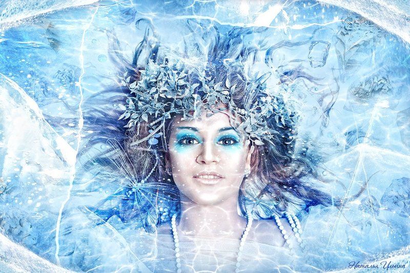 девушка, вода, лед Зимняя водаphoto preview