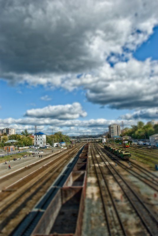 город, железная дорога, вокзал, небо Мой маленький городphoto preview