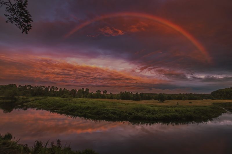 Гроза, радуга, закат, река, Осуга, сплав, лето, вечер Гроза, симфония, последний аккордphoto preview