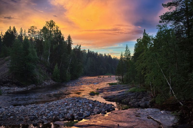закат,карелия,войница,пейзаж Закат на реке Войницаphoto preview
