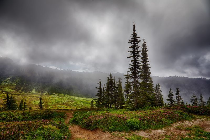 Mount Rainier, Горы, Облака, Солнце ***photo preview