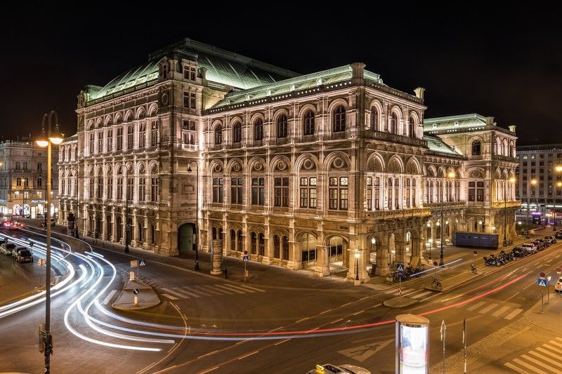 вена, опера, ночь Венская Опера ночьюphoto preview