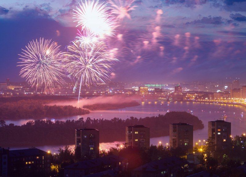 салют фейерверк омск город пейзаж россия  300-летие Омскаphoto preview