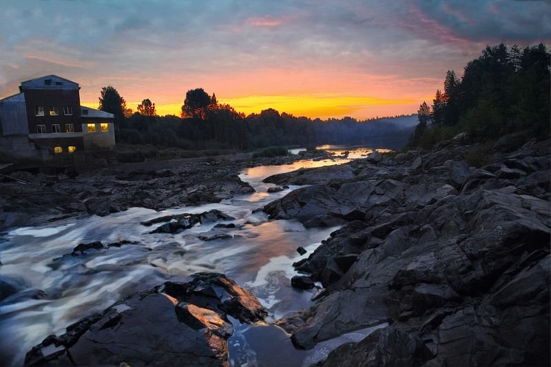 шуя,карелия,закат Закат на реке Шуяphoto preview