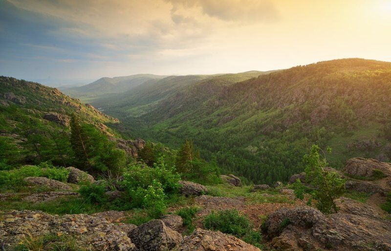 Абзаково, Банное, Башкирия, Закат, Солнце, Уральские горы *** фото превью