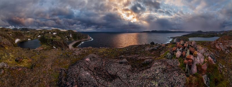 Восход, Кольский, Кольский п-ов, Лето, Море, Облака, Озеро, Панорама, Пейзаж, Природа, Рассвет, Север, Скалы, Утро ***photo preview