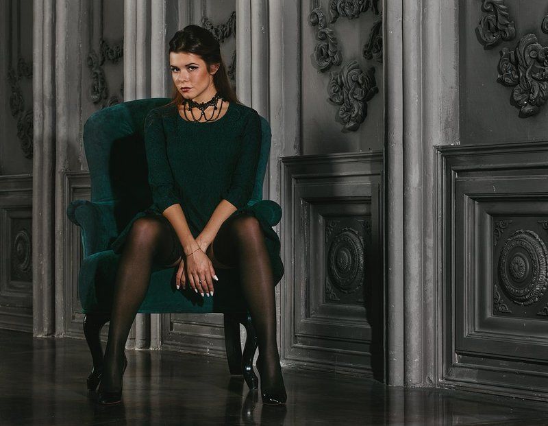 красиво, красота, модель, брюнетка, девушка, чулки, белье, студия, гламур D5photo preview