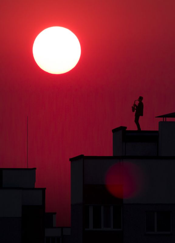 Блюз, Вечер, Закат, Лето, Музыкант, Мызыка, Солнце Последние ноты лета.photo preview