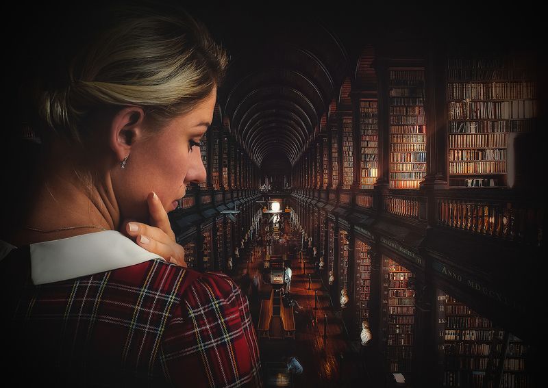 Gesture, Hand, Library, Light, Pensive, Retro, Thought, Woman the moment of experience..photo preview