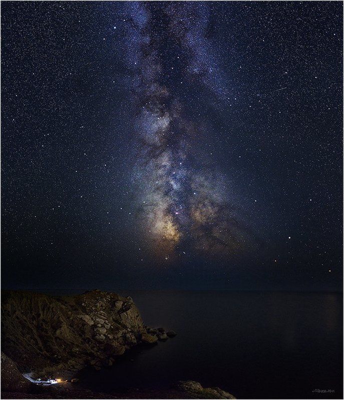Галактика, Звездное небо, Звезды, Камни, Млечный путь, Море, Морской пейзаж, Ночной пейзаж, Ночь, Панорама, Пляж, Скалы, Черное море ...photo preview
