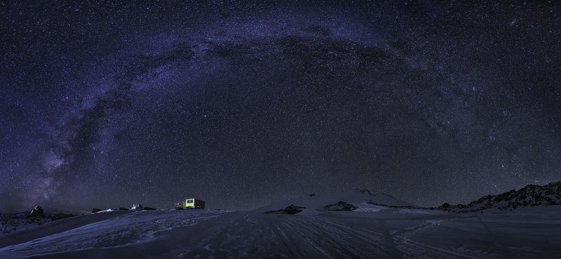 Горы, Звезды, Ночь, Пейзаж, Природа, Эльбрус Млечный путь над Эльбрусомphoto preview