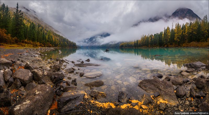 алтай, аня графова, горный алтай, горы, катунский хребет, кучерлинское озеро, осень Тучное утро на Кучерлинском озереphoto preview